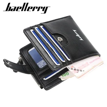 

Small Card Wallet Men Leather Solid Slim Wallets Short Credit Card Holder Business Purse Male Coin Bag