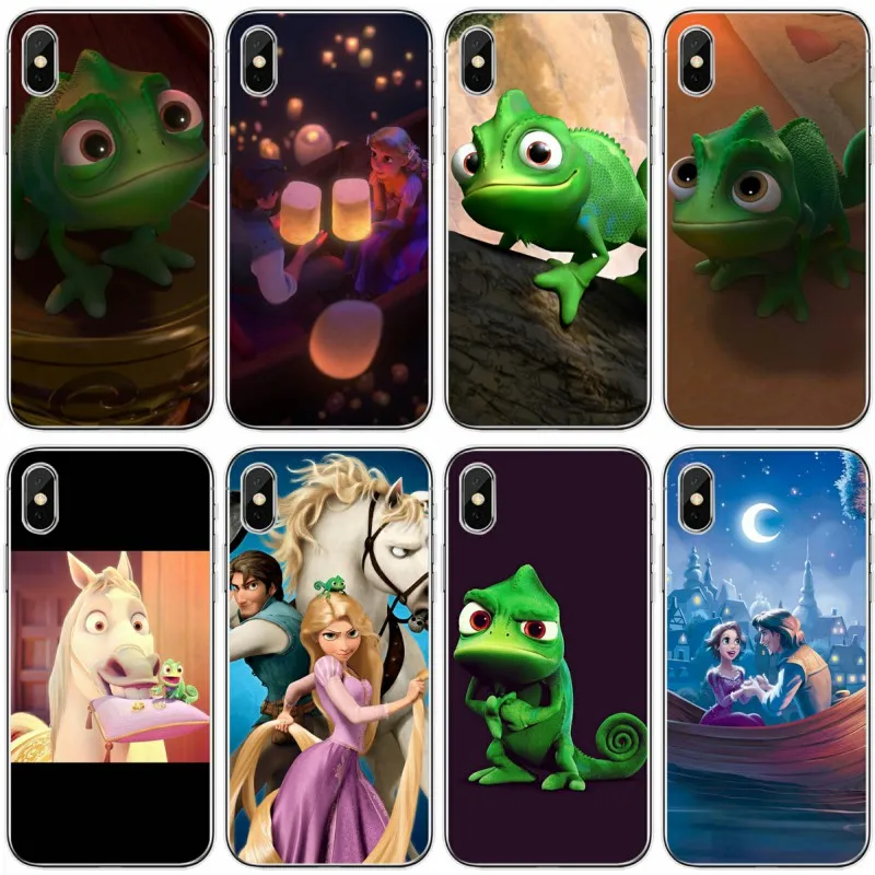 

Tangled Rapunzel Chameleon Pascal Cover Soft Silicone TPU Phone Case For X XS XR XS Max Phone Case For iPhone 5 5S SE 6 7 8 plus