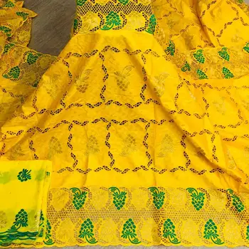 

7 Yards Hot Selling Bazin Riche Fabric With Lace 2020 Newest Cotton Swiss Lace Fabric Nigerian Dry Lace Stones Guinea Brocade BZ