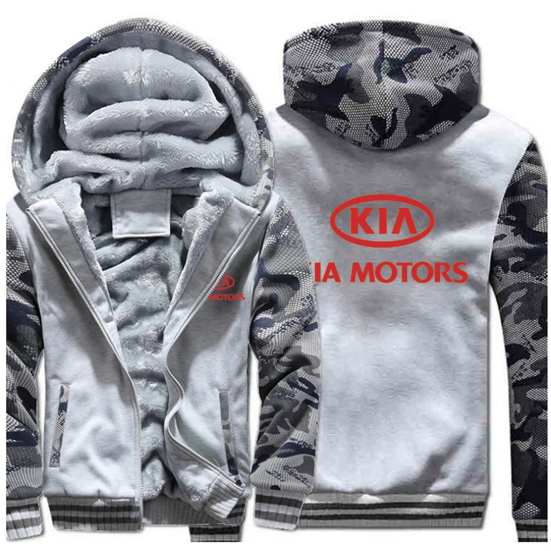 Бренд автомобиля KIA Motors, зимняя мужская куртка с капюшоном на молнии, модный красный принт, уплотненный, на заказ, удобный свитер, пальто - Цвет: 10