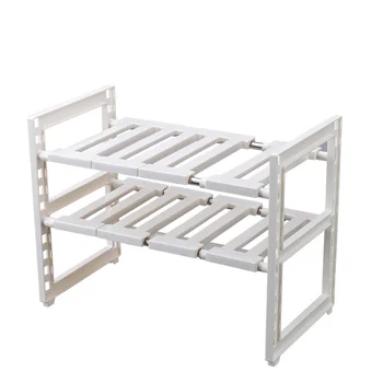 

Kitchen shelf under the sink rack stainless steel retractable shelf 2-story cabinet storage rack