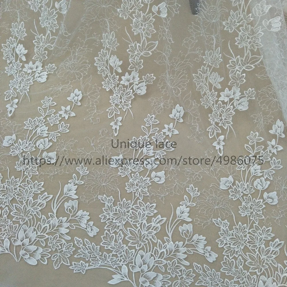 Элегантное свадебное платье кружевная ткань seuqins Вышивка Кружева 130 см ширина по двору