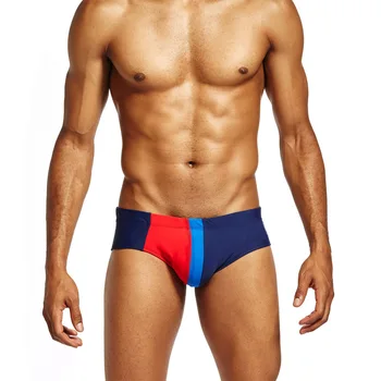 

Quick Drying Swimsuit 2020 Triangle Beach Men Sexy Short Sport Homme Low Waist Swimwear Briefs Patchwork Swimming Pants Sea Surf