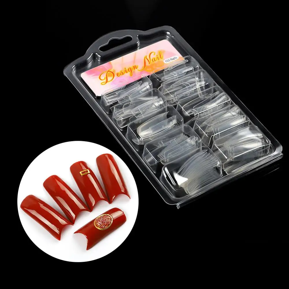 100pc Clear 500 шт./компл. накладные ногти французский Ложные акриловый Фрезер для ногтей cо шлифовальными советы для лака для ногтей, наращивания на заколках на всю/половина крышка для ногтей УФ-гель для ногтей Маникюр Nail Art инструменты - Цвет: 100pc Clear