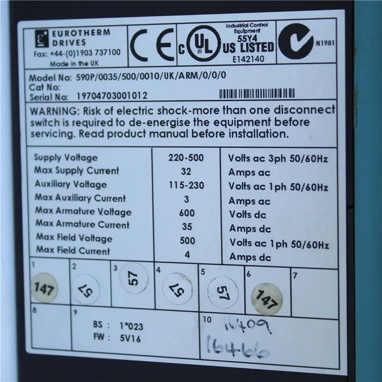 Eurotherm DC привод 590 P/0035/500/0010/UK/ARM/0/0/0