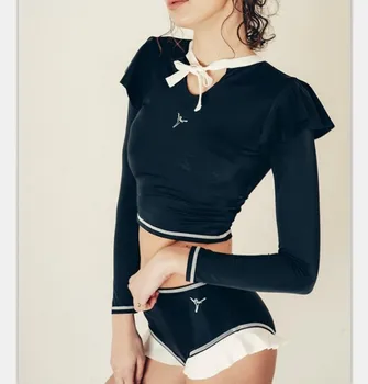 

Swim Suits Surfing Girls Swimsuit Women 2019 Women's Summer Suit High Waist Brand Retro Fit Exposed Lovely Long Sleeve Split