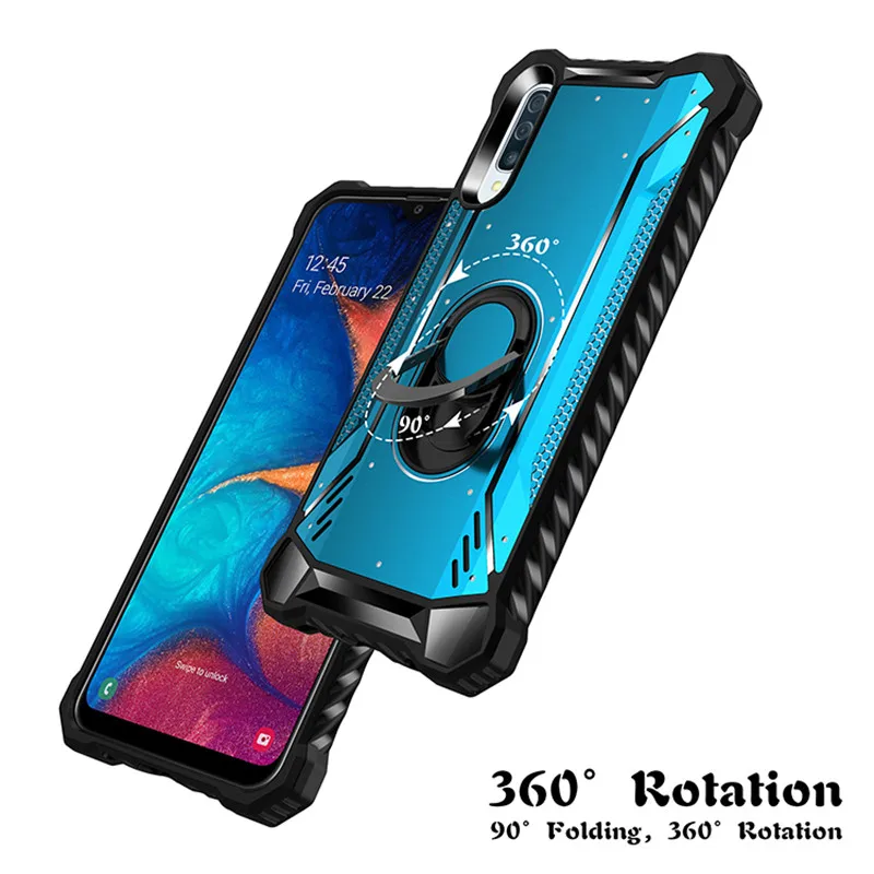 Роскошный противоударный чехол для samsung Galaxy A50 A70, полный защитный чехол для телефона на samsung A50 A70, прочный Чехол с металлическим кольцом