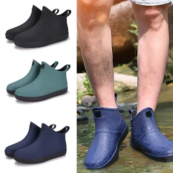 

Waterproof Rain Boots Men Outdoor Working Boots Water Shoes Anti-skid Durable Rubber Ankle Boot Man Casual Rainy Day Footwear