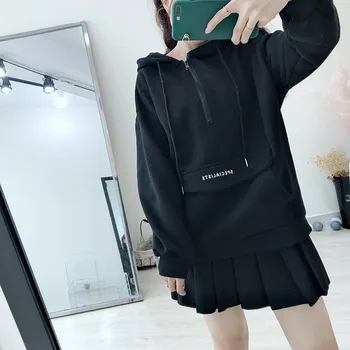 

Winter tracksuit new clamshell large pocket hoodies women hooded fleece thickening woman clothes loose wild sweatshirt women