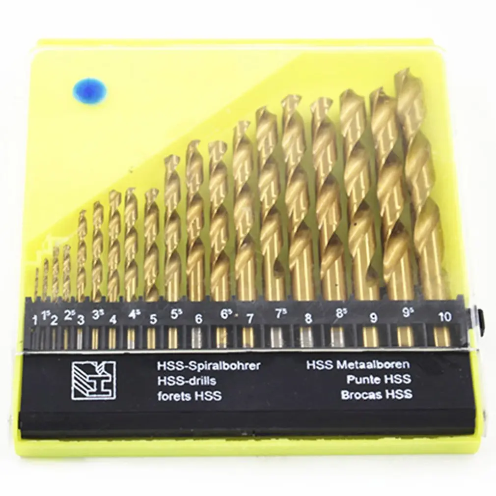 

Titanium Plated 13Pc/19Pc Twist Drill Set Straight Handle Iron Pistol Drill Bit Aluminum Alloy Plastic Woodworking Reamer Sale