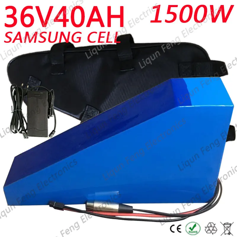 36V 1500W Батарея е-байка 36В 40AH литий Батарея пакет использовать samsung сотовый е-байка 36В 40 ч Электрический велосипед Батарея с 50A БМС+ 42В 5A Зарядное устройство