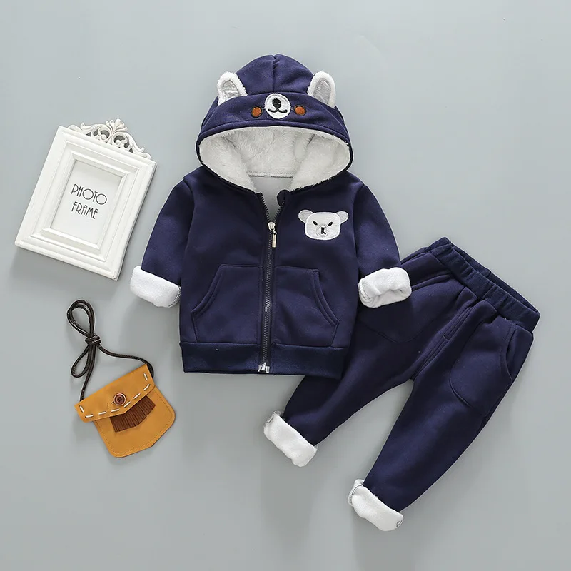 

Plus Velvet BOY'S Suit Two-Piece Set Bear Cartoon Children 1-4-Year-Old 2018 New Products Ali Batch
