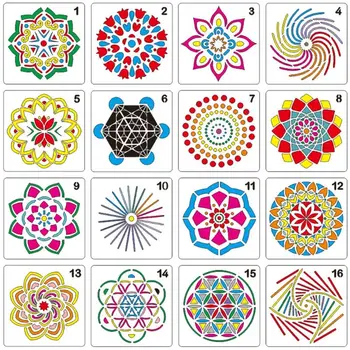 

16pcs/set Mandala Painting Templates Stencils for DIY Rock Scrapbook Coloring Embossing Album Decorative
