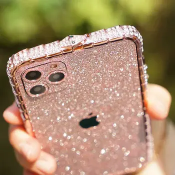 

10pcs/lot For iPhone 11 Pro Max Bling Case Diamond Frame Bling Snake Rhinestone Bumper Case For iPhone XS MAX XR 7 8 Plus