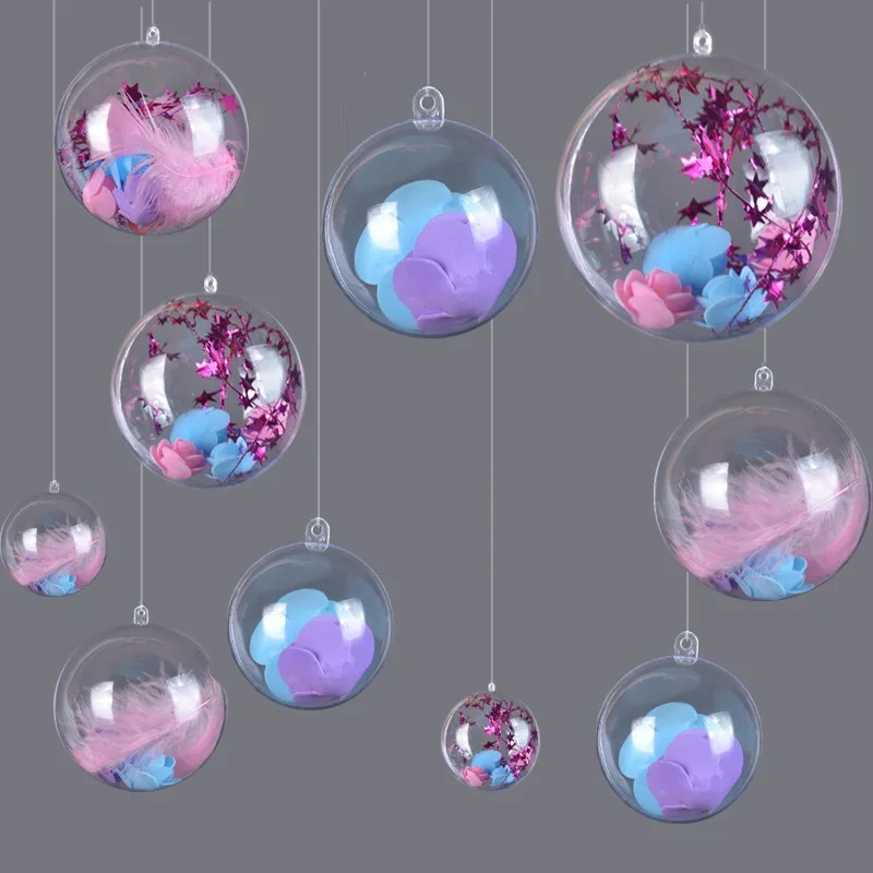 

10Pcs/Set Christmas Tree Decorations Ball Transparent Open Plastic Clear Bauble Ornament Gift Present Box Decoration