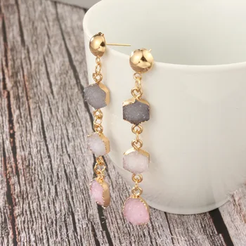 

Joolim Resin Druzy Stone Drop Earring Long Geometric Dangle Earring 2020 Women Jewelry Gift