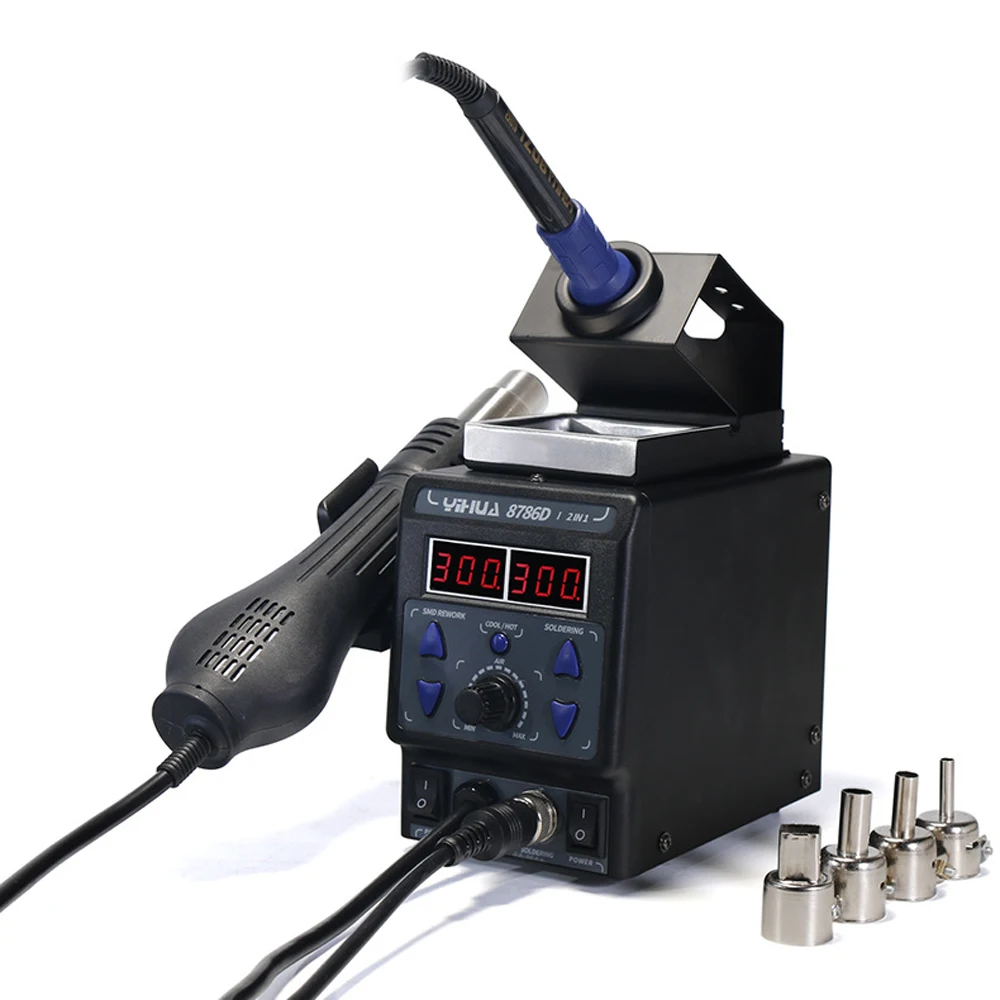 Высокое качество YIHUA 8786D 2 в 1 Обновление SMD паяльная станция Электрический