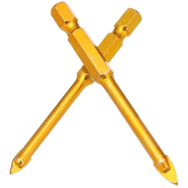 6PCS Hex Shank Tungsten Carbide Glass Drill Bit Titanium Coated Power Tools Accessories Wall Glass Hole Drill 4/5/6/8/10/12mm