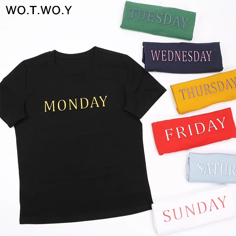 Женская футболка с коротким рукавом WOTWOY хлопковая трикотажная принтом в виде