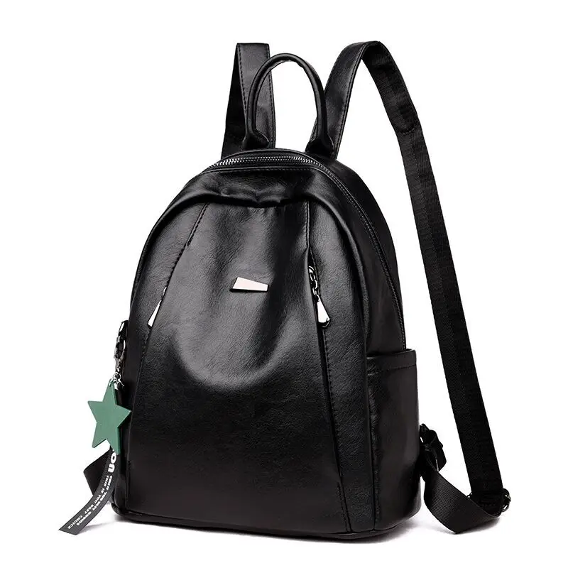 

Simple Backpack Women's Korean-style 2018 New Style Fashion Backpack Soft Leather Versatile School Bag a Generation of Fat