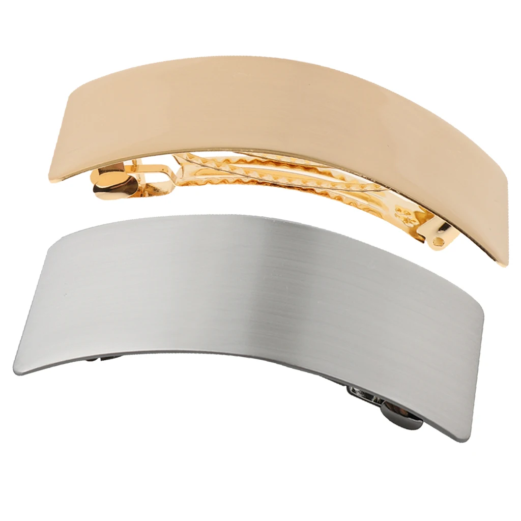 Fashion Metal Barrette Curved Automatic Hairpin French Large Rectangle Hair  Spring Ponytail Holder Hair Clip Accessories