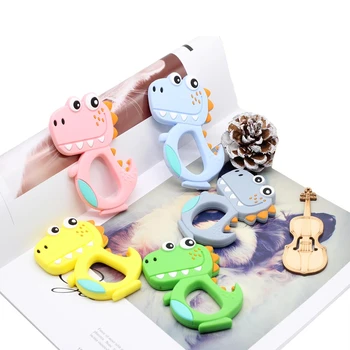 

1pc Silicone Teethers Animal dinosaur Food Grade Bpa Free For Baby Teething Chew Charms Silicone Teether Bead Toy Gift