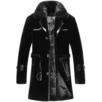 

Real Fur Coat Sheep Shearing Winter Coat Men Mink Fur Collar 100% Wool Jacket for Mens Clothing Plus Size Casaco 1520 YY835