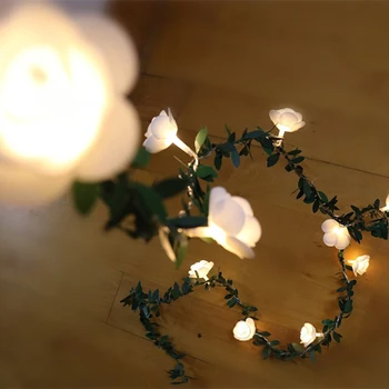 

Rose Light String Light Post Rose Vine Led Light String Durable Romantic Super Bright 10/20/40leds Battery Box DIY Wedding Yard