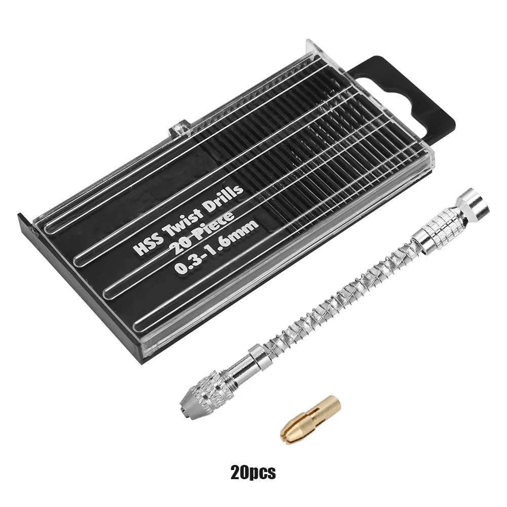 Micro Screw Extractor Mini Portable Tool Set Small Hand Drill & 20pcs