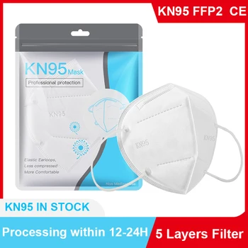 

5-Layer Disposable Respirator KN95 Mask Dust and Particle Filtration Universal Unisex FFP2 Mask for Adults Comfortable Odor Free