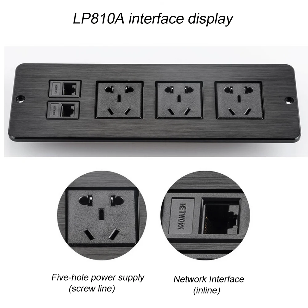 

Desktop Embedded Socket 2 Network Interface A Series Manual Flip Desktop Socket Aluminum Alloy Five Hole Power Supply Socket