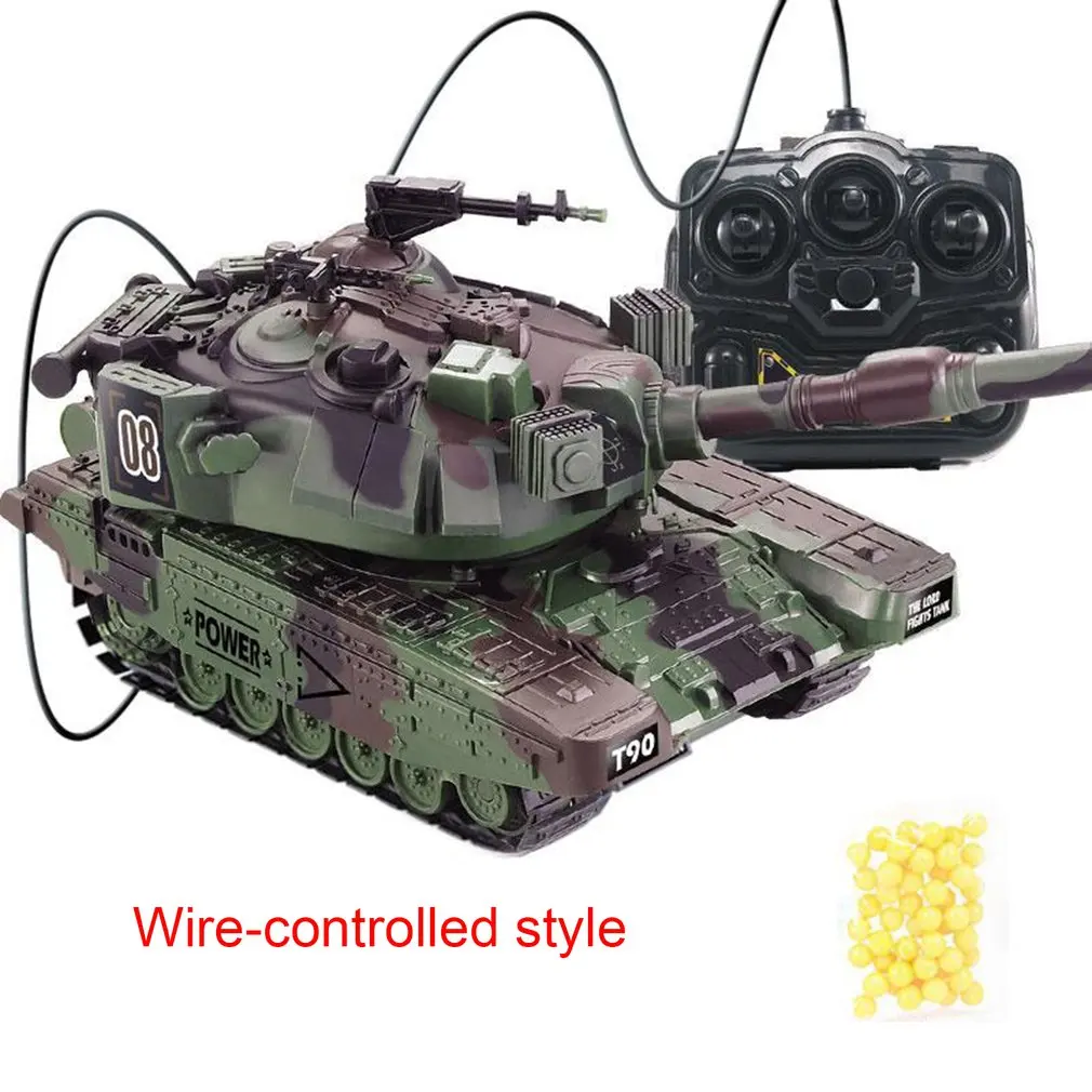 1:32 RC боевой гусеничный Танк Тактический автомобиль основной боевой военный Танк дистанционного управления с пулями модели электронных игрушек - Цвет: Wire-control T90 G