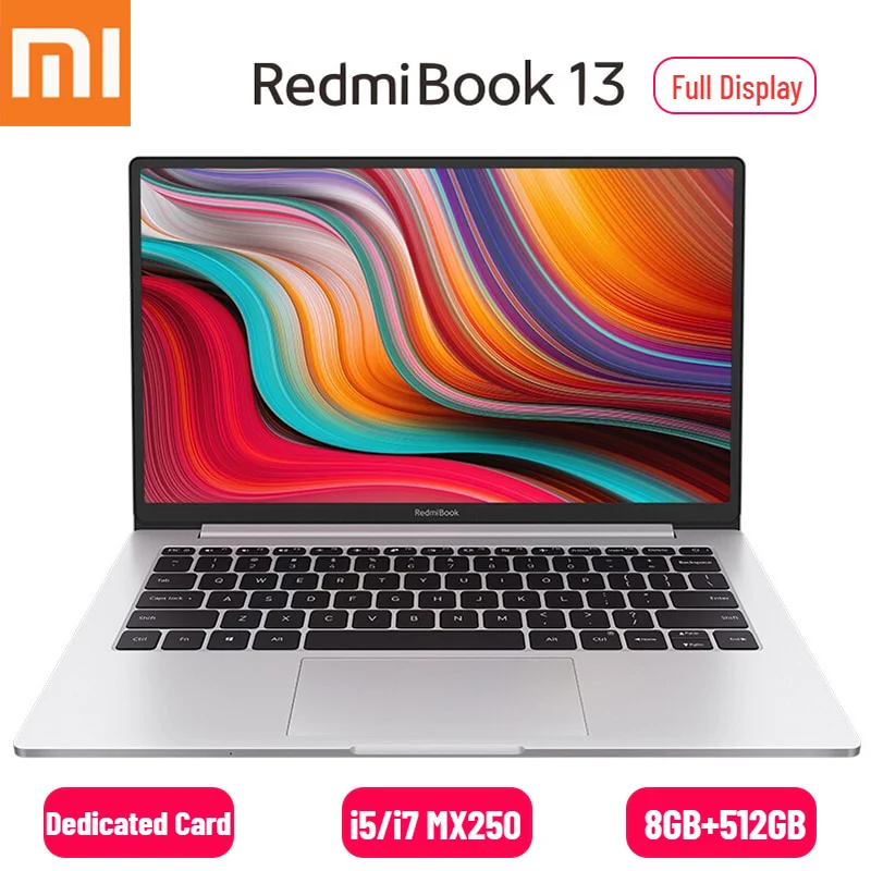 Ноутбук Xiaomi RedmiBook 13 15 6 дюймовый полноэкранный дисплей 3 P i7 10510U MX250 Windows 10 8 Гб DDR4 1080
