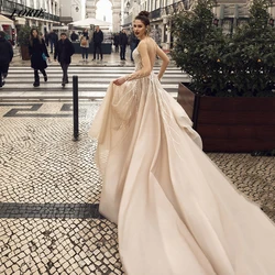 LORIE Elegant Stria Lace Wedding Dresses Spaghetti Straps Backless Boho A-Line Princess Bridal Gowns 2022 vestidos de novia
