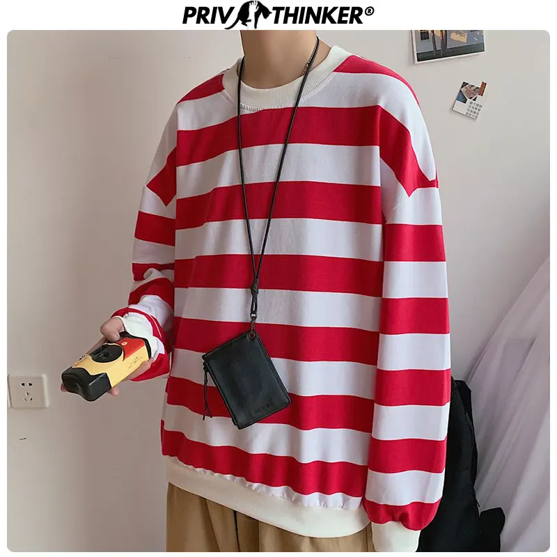  Privathinker Woman Striped Pullovers Autumn O-Neck Sweatshirt 2019 Lady Loose Long Sleeve Hoodies F