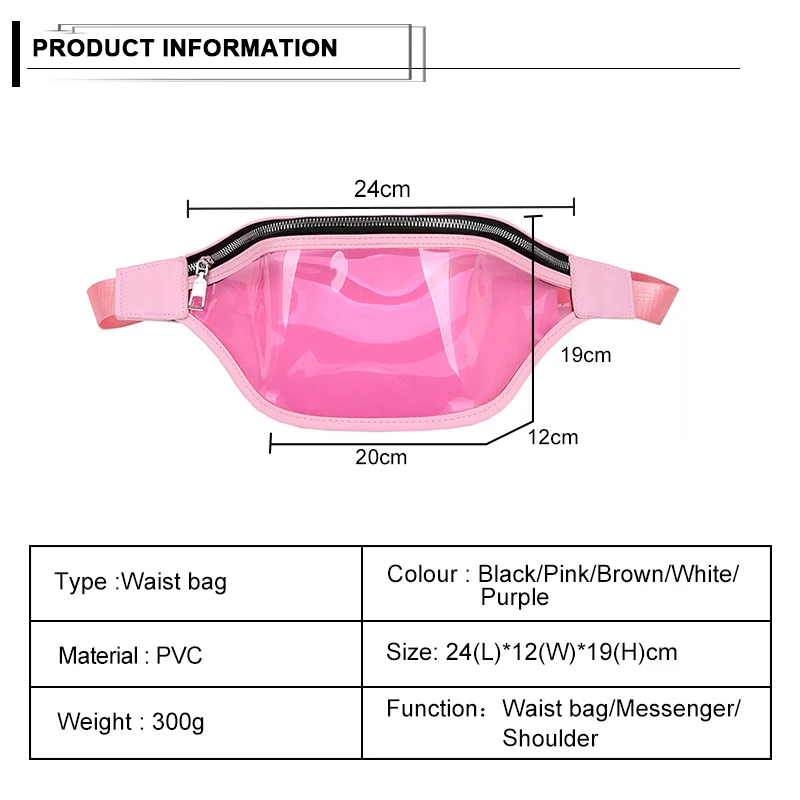 Прозрачные женские поясные сумки, одноцветные подушки, поясные сумки, Женский ПВХ, пляжные сумки на молнии, сумки для денег, уличная однотонная женская сумка