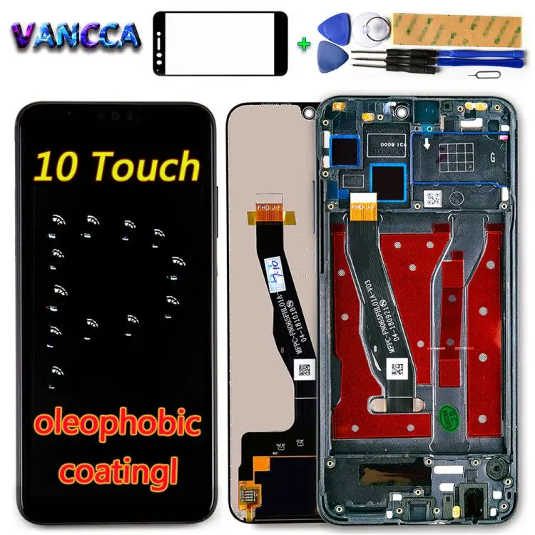 

Vancca LCD Display For Huawei Honor 8X JSN-L21 JSN-L42 JSN-L22 Touch Screen Oleophobic coating Digitizer Assembly 10 Touch Frame