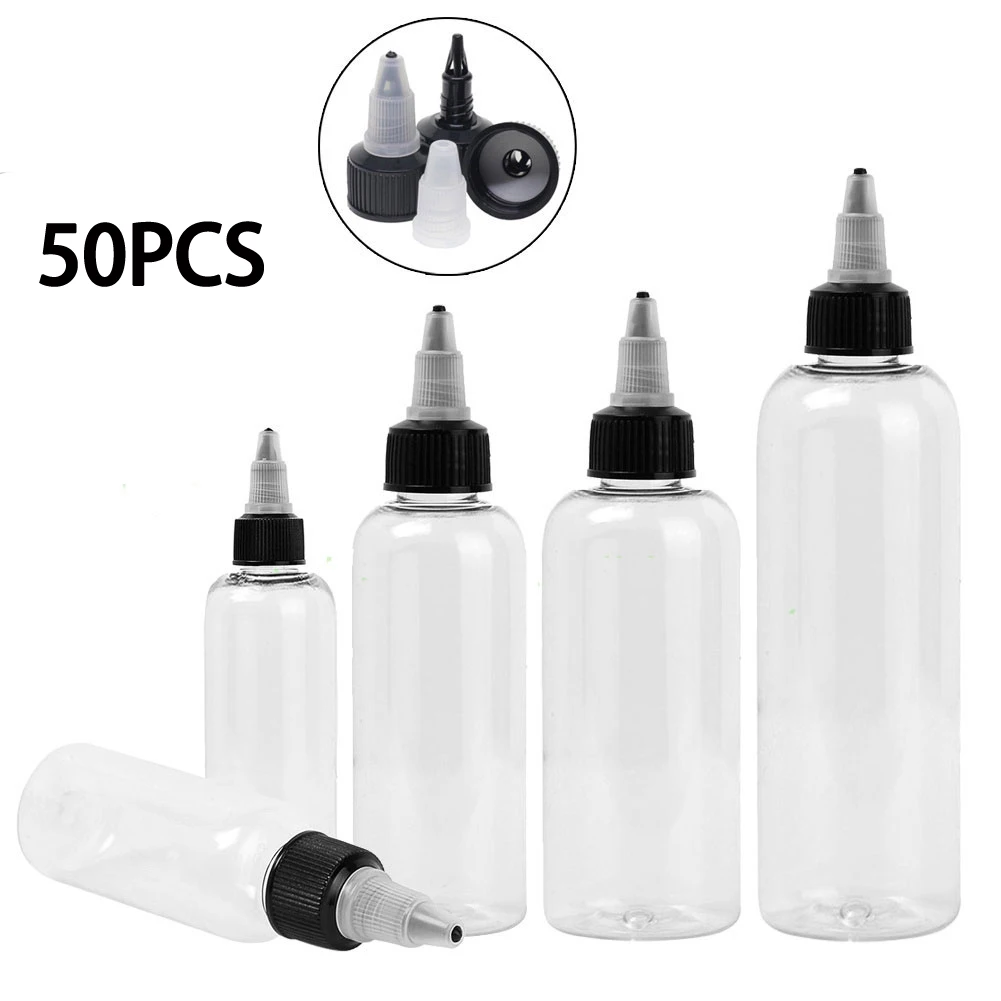 

50PCS 30ml 60ml 120ml PET Dispensing Dropper Bottle Container Transparent Plastic Bottle Smoke Oil Sample Bottle Black Top Cover