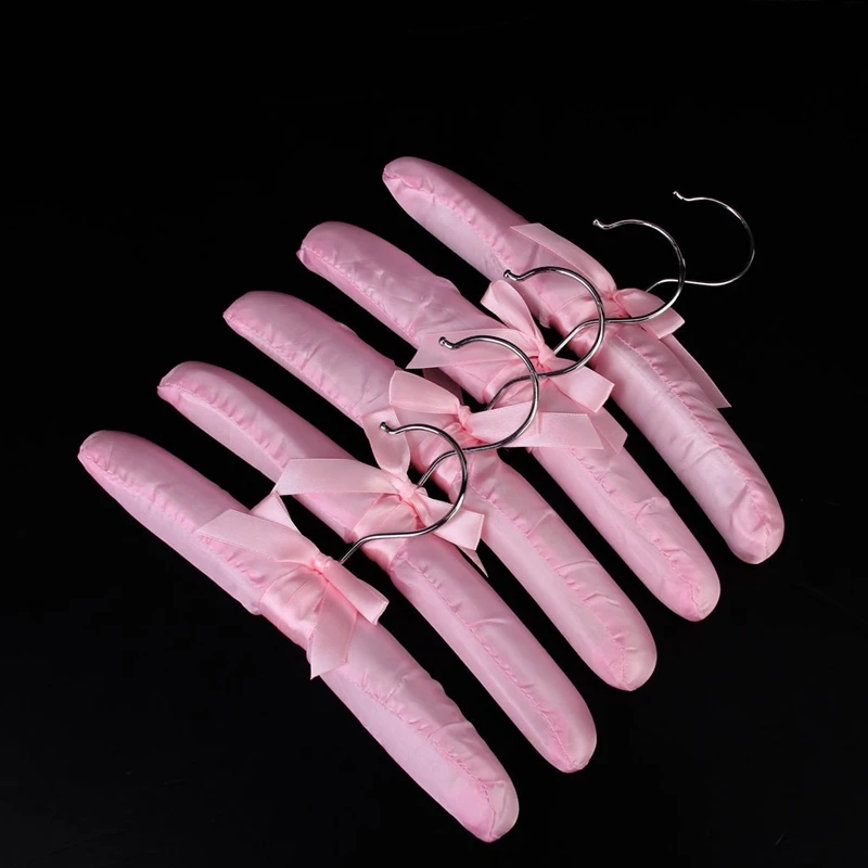 

5 x Satin Padded Children Clothes Hook Hangers (Pink)