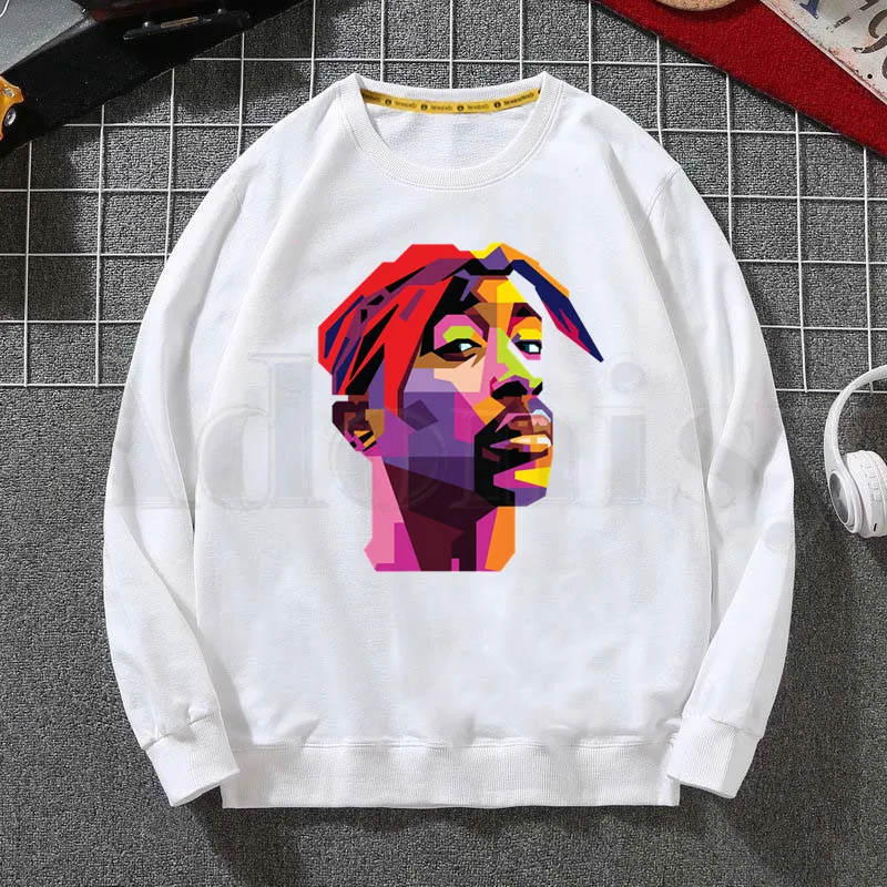 

2Pac Tupac Amaru Shakur Makaveli Rapper Swag Hoodies Sweatshirt Print Trend Mens Clothes Hip-Hop Male Crewneck Hoodies Men