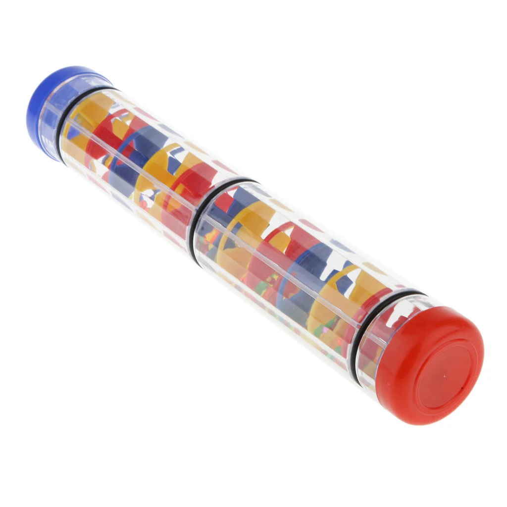 Plastic Rain Sound Maker Shake Colorful Beads Kids Learn Play Toy Gift 30cm