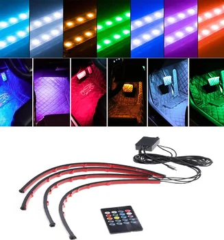 

72 LEDs USB Port Remote Control Wireless Car Interior LED Atmosphere Strip Lamps for Auto Car Interior Lamp Sound Light A30