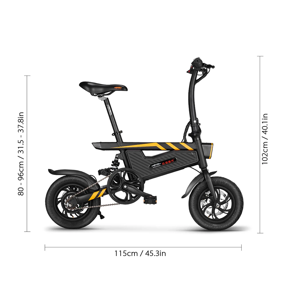 Cheap Ziyoujiguang T18 Electric Bike 12 Inch Folding Power Assist Eletric Bicycle E-Bike 250W Motor and Dual Disc Brakes Foldable 13