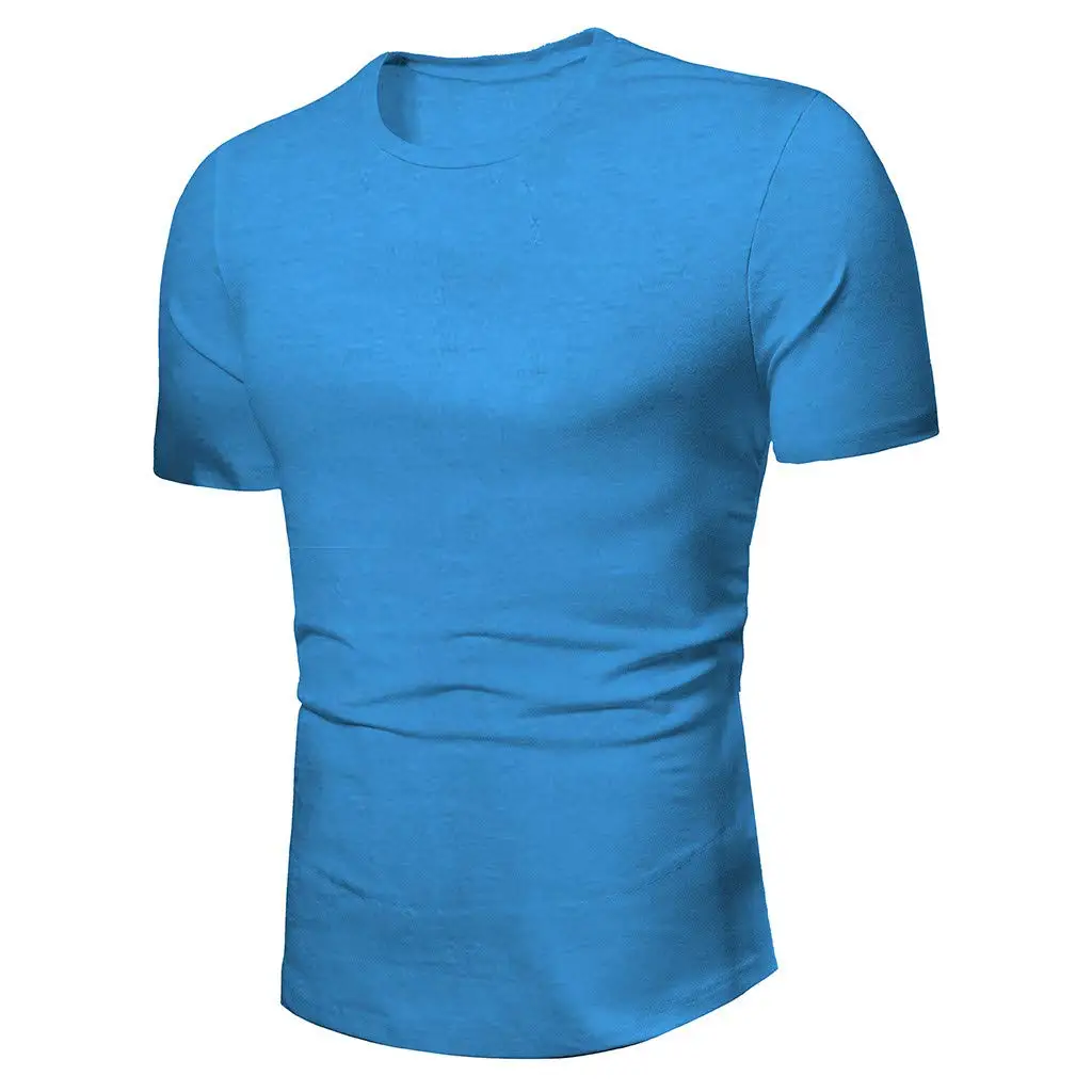 

YX1386 T-Shirt Short Sleeve O-Neck, Casual Tees Slim Fit Solid Color Shirts 17 Three Quarter