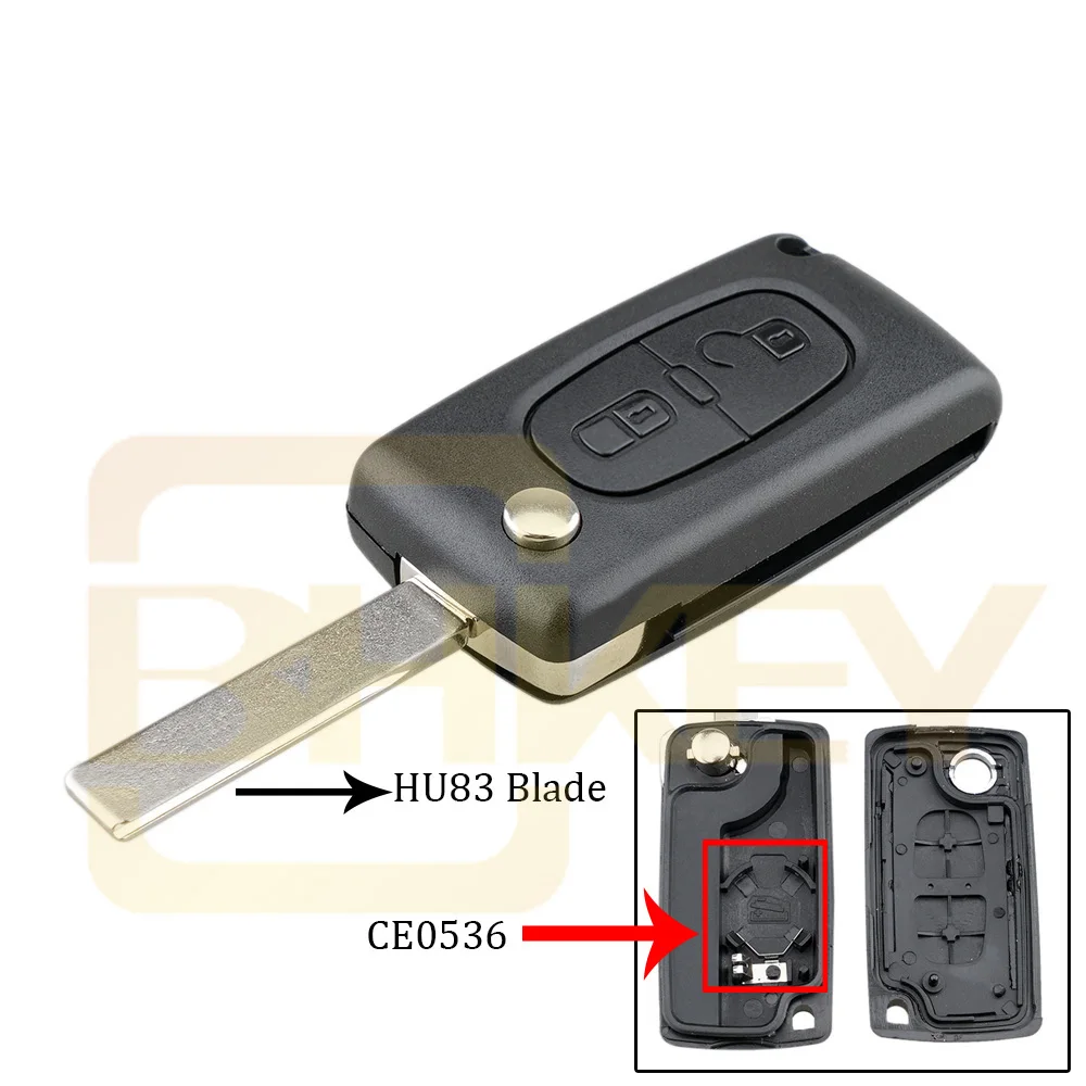 BHKEY 2 кнопки складной чехол для дистанционного ключа пустой корпус для peugeot 107 207 307 307S 308 407 607 2BT чехол для ключа - Количество кнопок: 2BT HU83 CE0536