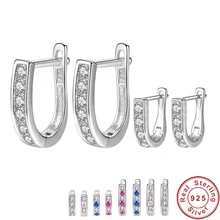 Серебряные серьги из натуральной 925 пробы, круглые серьги-гвоздики с кубическим цирконием и кристаллами для женщин и детей, модное ювелирное изделие в подарок