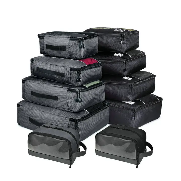 GRAY5 BLACK5 Soperwillton дорожная сумка Упаковка Кубики туалетные сумки набор для мужчин и женщин нейлон 4 5 10 шт. дорожная сумка органайзер набор - Цвет: GRAY5 BLACK5
