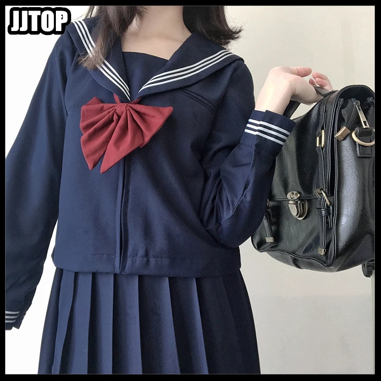 School Girl JK Uniform Japanese Class Sailor School Uniforms Students Sailor top student pleated long skirt
