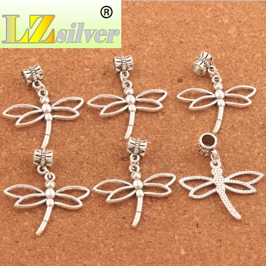 100PCS Zinc Alloy Hollow Dragonfly Charm Beads 32.6x36.3mm Dangle Fit European Bracelets Jewelry DIY B769