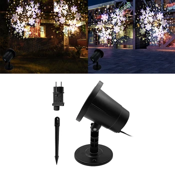 

IP65 Waterpoof Christmas Stage Lights Rotating Stage Lighting Atmosphere Creating Snowflake Blizzard Rotating Projection Lamp